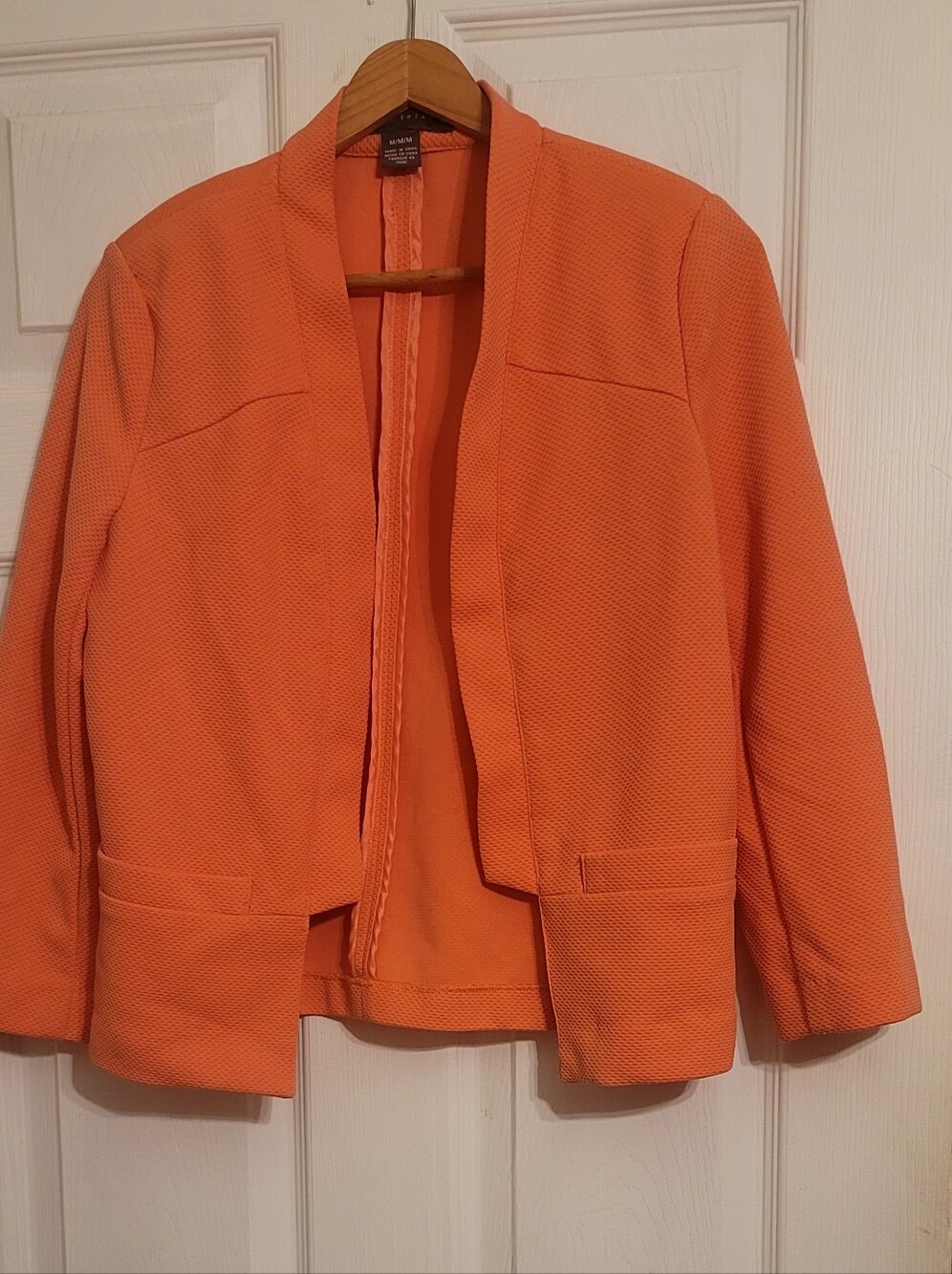 Suzy Shier Open-Front Orange / Coral Textured Blazer Size medium